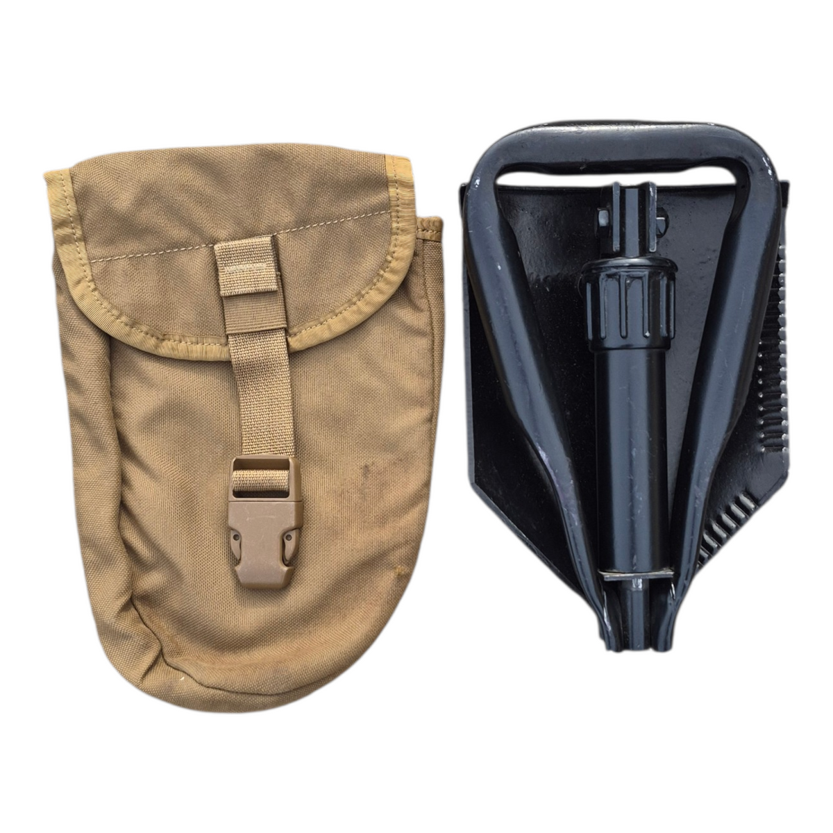 Entrenching tool folding shovel Ames E-Tool Issued with tan fabric sheath Fury28 on Tampa Home & Garden Store