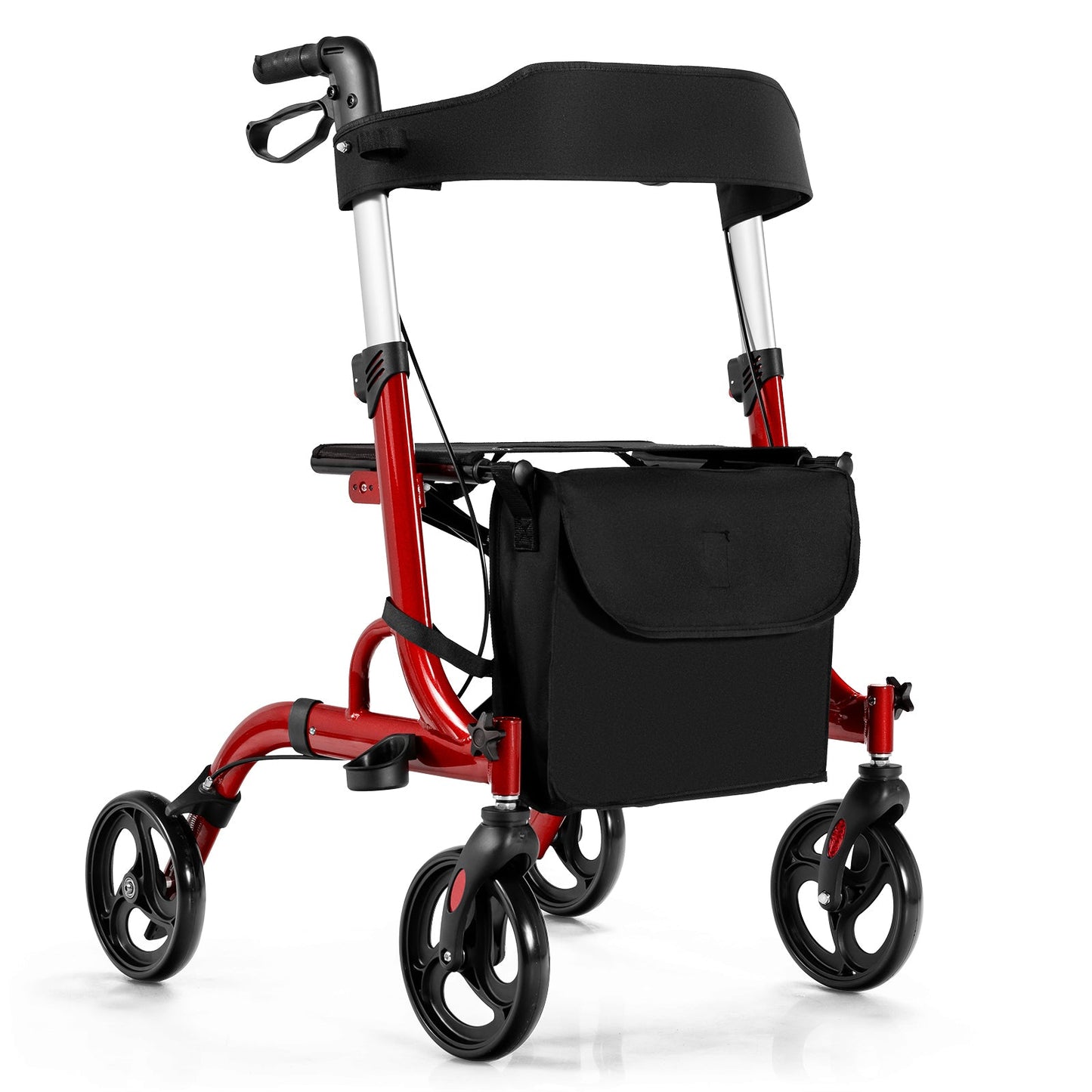 Folding Aluminum Rollator Walker with 8 inch Wheels and Seat - Tampa Home & Garden Store