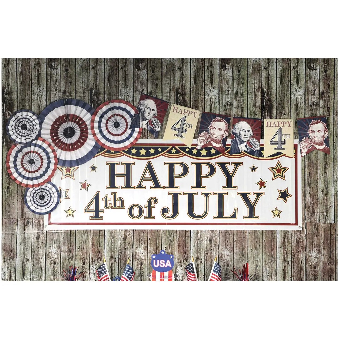 Patriotic accordion paper fans set of five in red white blue for 4th of July on Tampa Home & Garden Store
