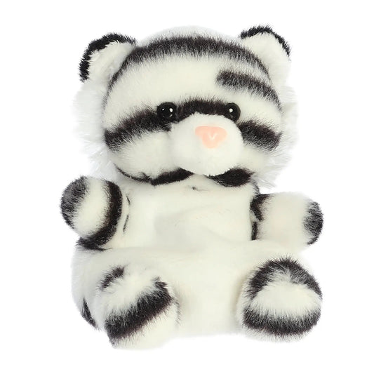 Kira White Tiger Palm Pal plush with black stripes and nose from Country Christmas Loft on Tampa Home & Garden Store