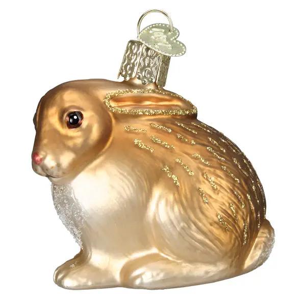 Tan Cottontail Bunny Ornament with gold glitter accents by The Country Christmas Loft on Tampa Home & Garden Store