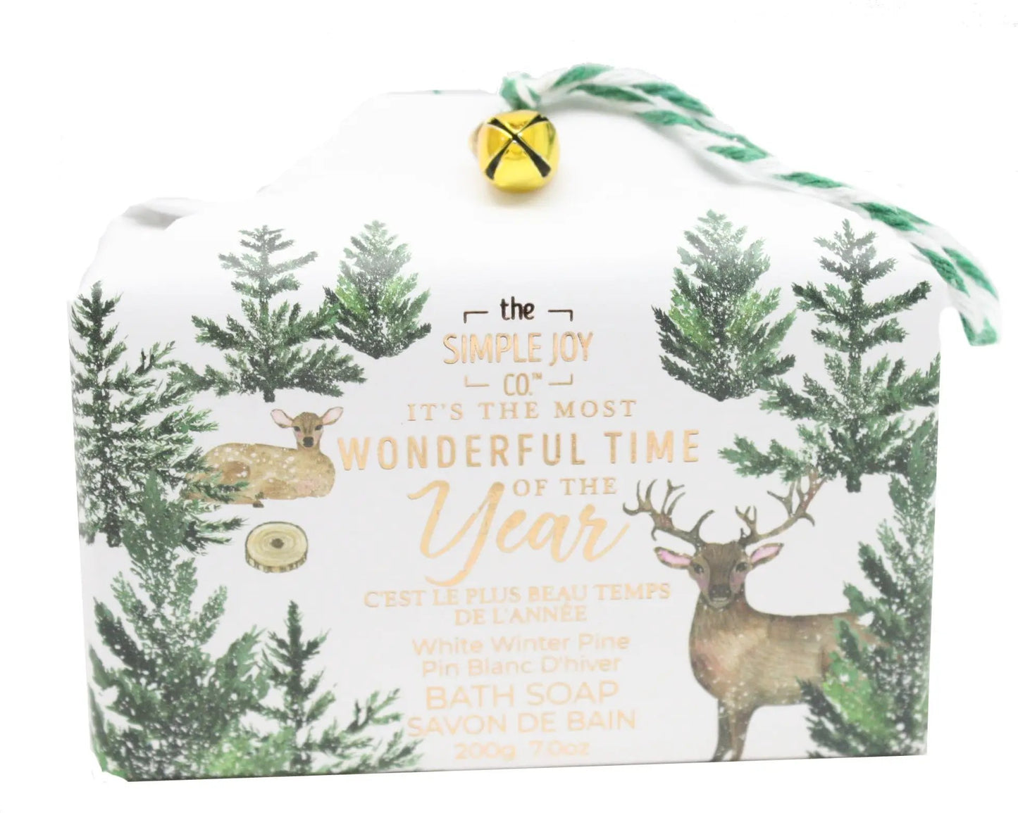 White Winter Pine Bar Soap by The Country Christmas Loft in forest wrap with deer motif on Tampa Home & Garden Store
