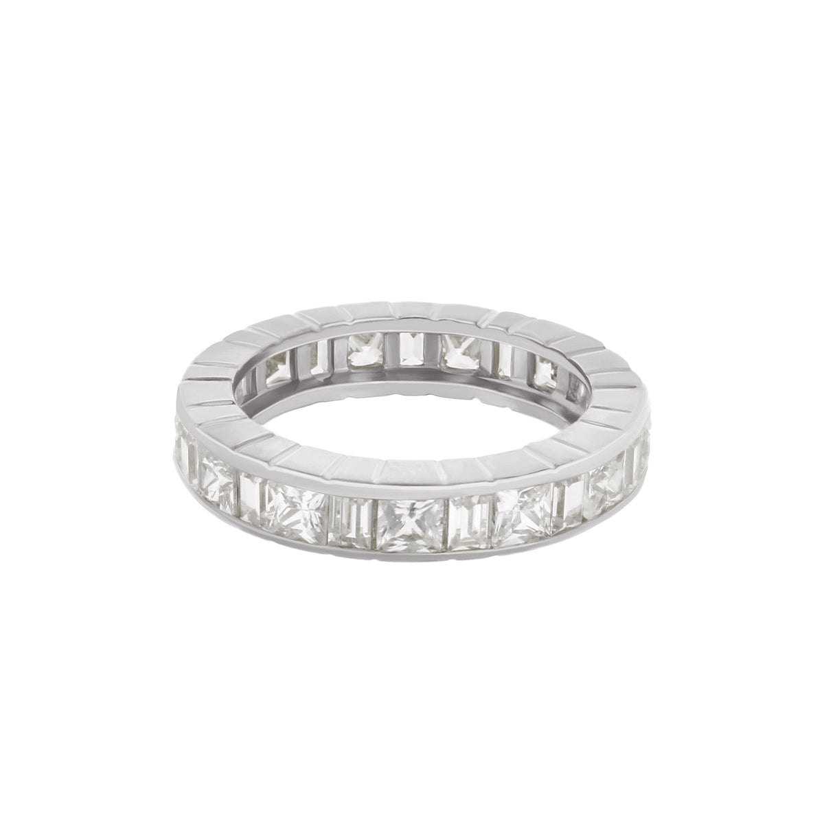 925 Princess Cut Eternity Band by Lauren G Adams: white metal ring with princess-cut stones on Tampa Home & Garden Store