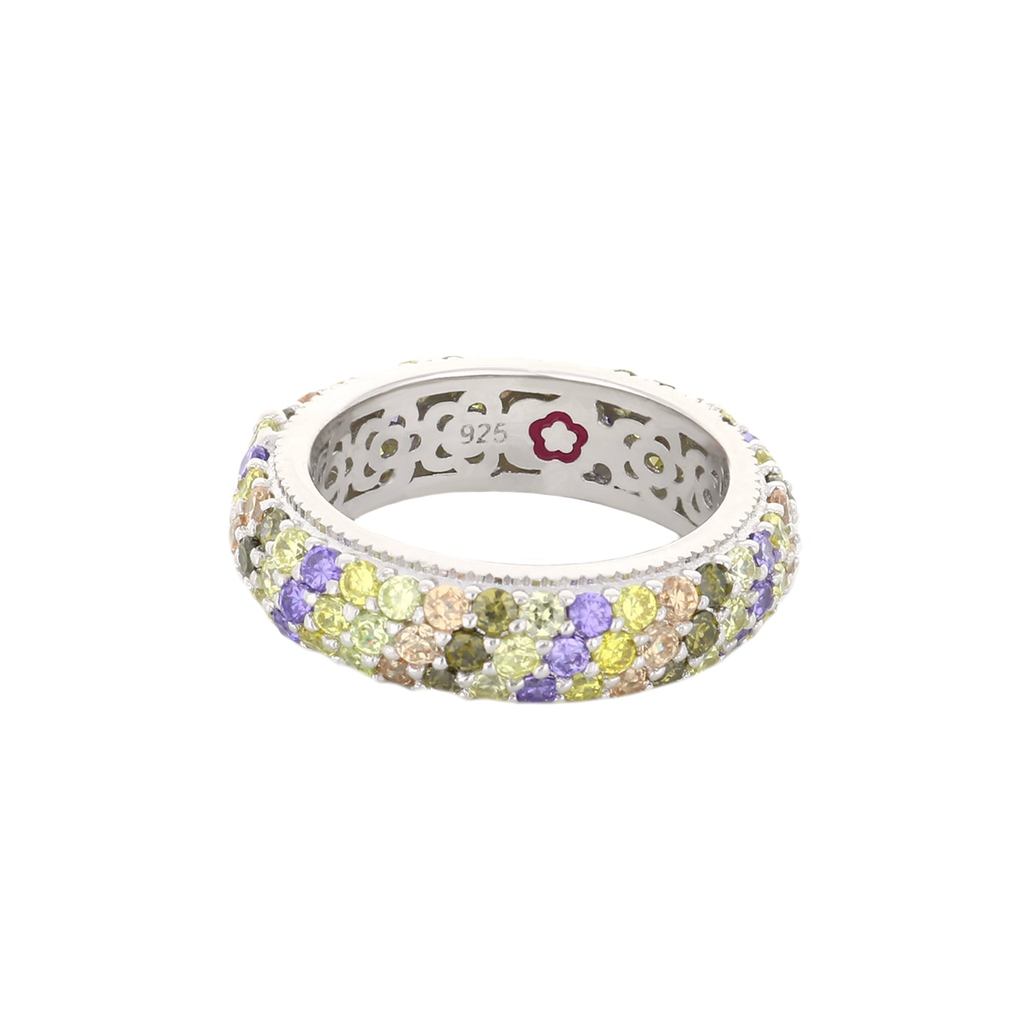 Glamour Pave .925 Ring by Lauren G Adams, triple-row domed band with multicolor pave gems on Tampa Home & Garden Store