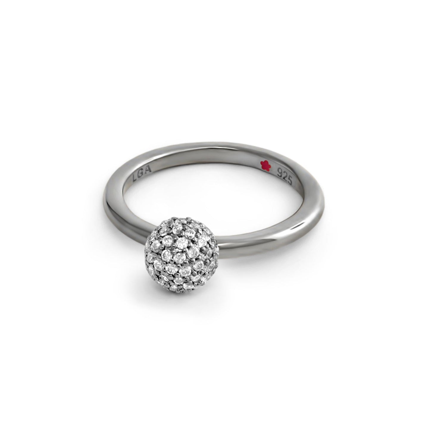 Layers of Love Stackable Ring by Lauren G Adams, sterling silver band with pave ball on Tampa Home & Garden Store