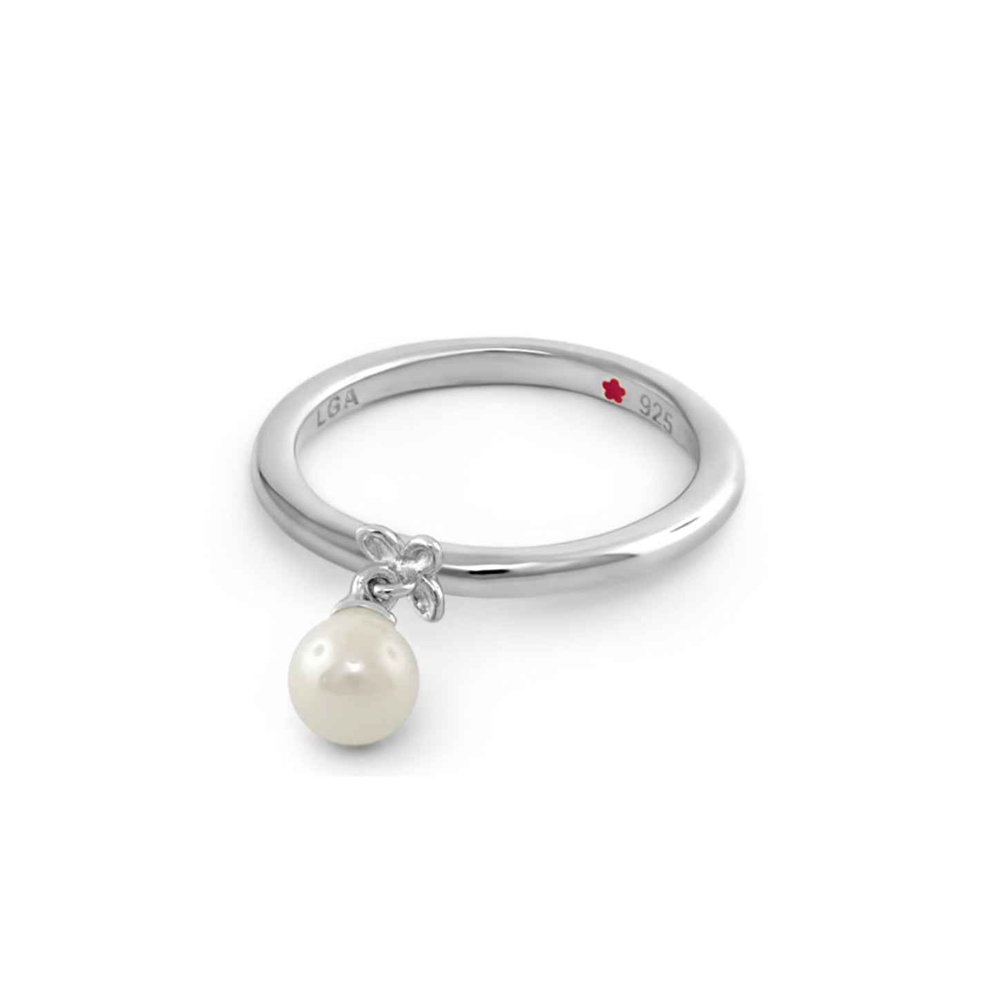 Layers of Love Stackable Ring Single Dangle with pearl drop charm in sterling silver LGA on Tampa Home & Garden Store