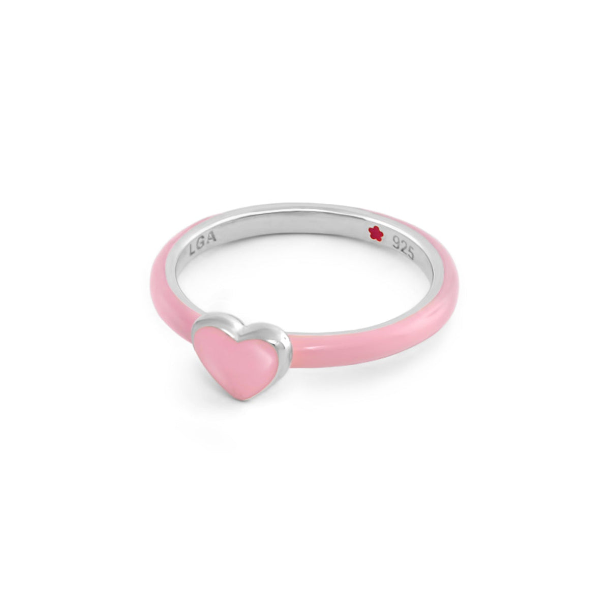 Layers of Love Stackable Ring pink enamel band with heart charm by Lauren G Adams 925 stamp on Tampa Home & Garden Store