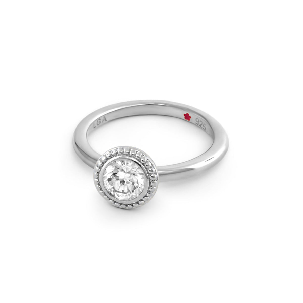 Layers of Love Stackable Ring Lauren G Adams, silver with round milgrain-edge bezel stone on Tampa Home & Garden Store
