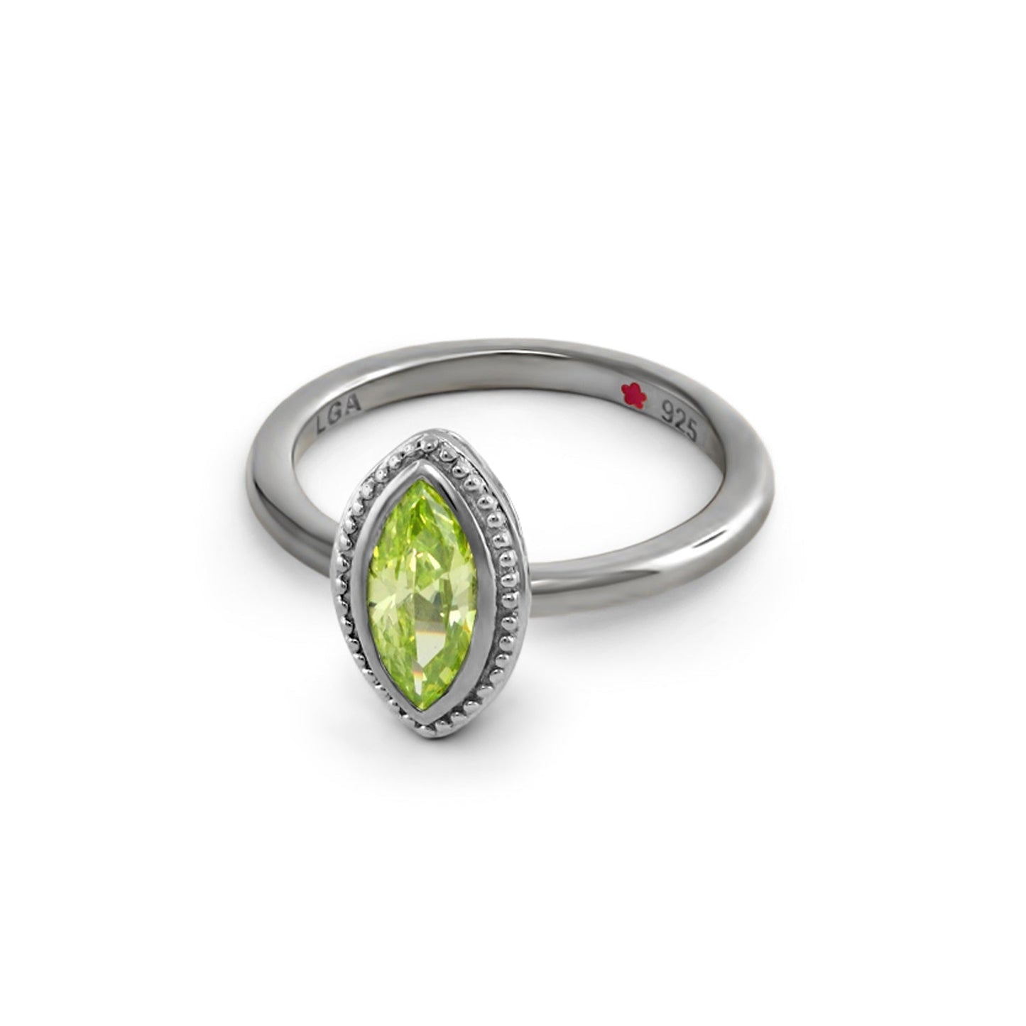 Layers of Love Stackable Ring by Lauren G Adams with marquise milgrain edge and lime green gemstone 925 silver on Tampa Home & Garden Store