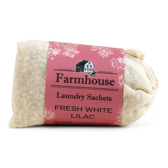 Farmhouse Laundry Sachets Fresh White Lilac 3-pack burlap pouch on Tampa Home & Garden Store