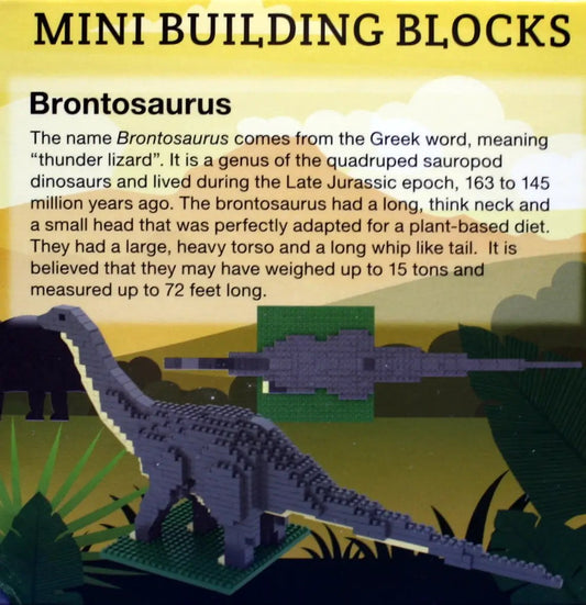 Mini Brontosaurus Building Blocks Kit purple dinosaur model on green base plate toy on Tampa Home & Garden Store