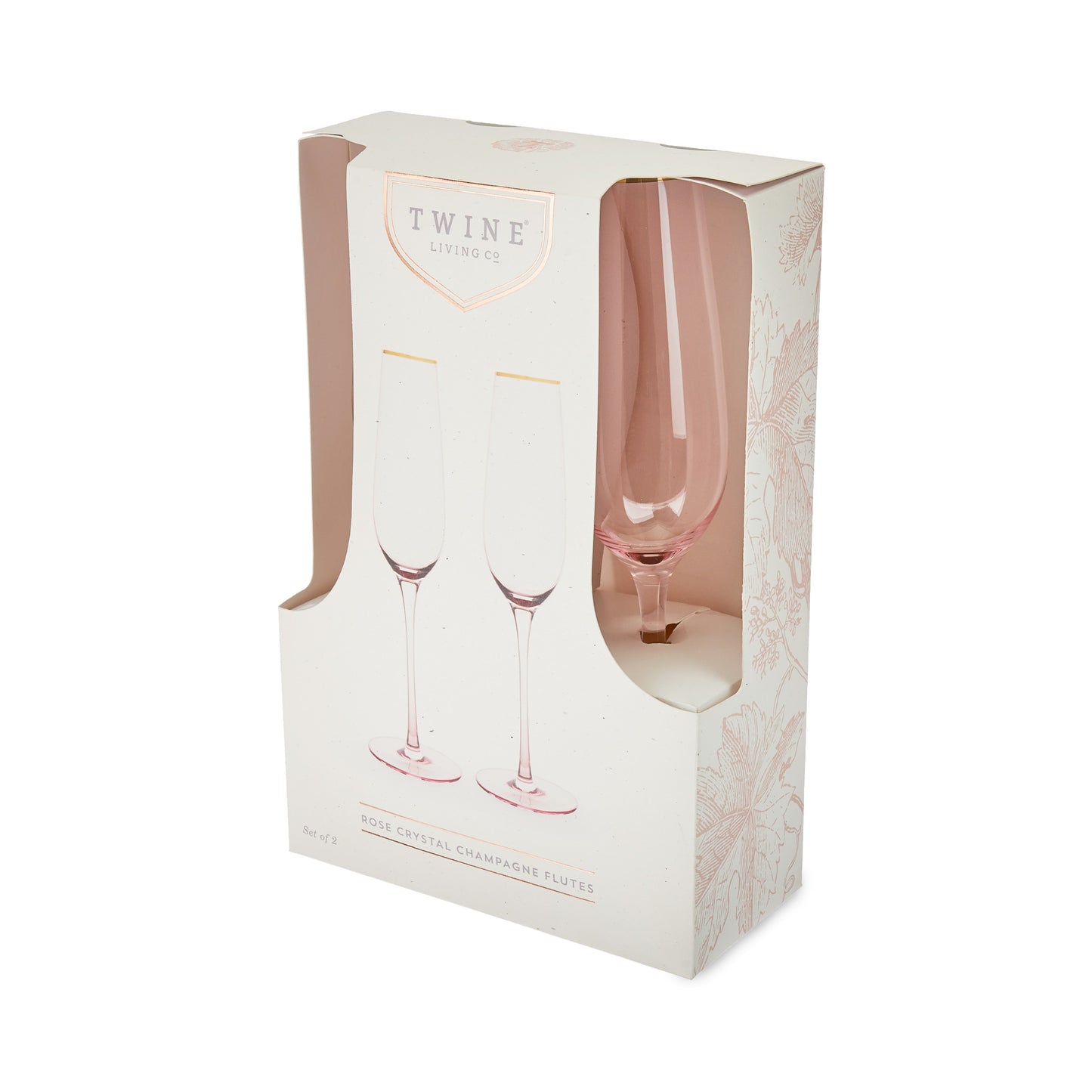 Rose Crystal Champagne Flutes with Gold Rim