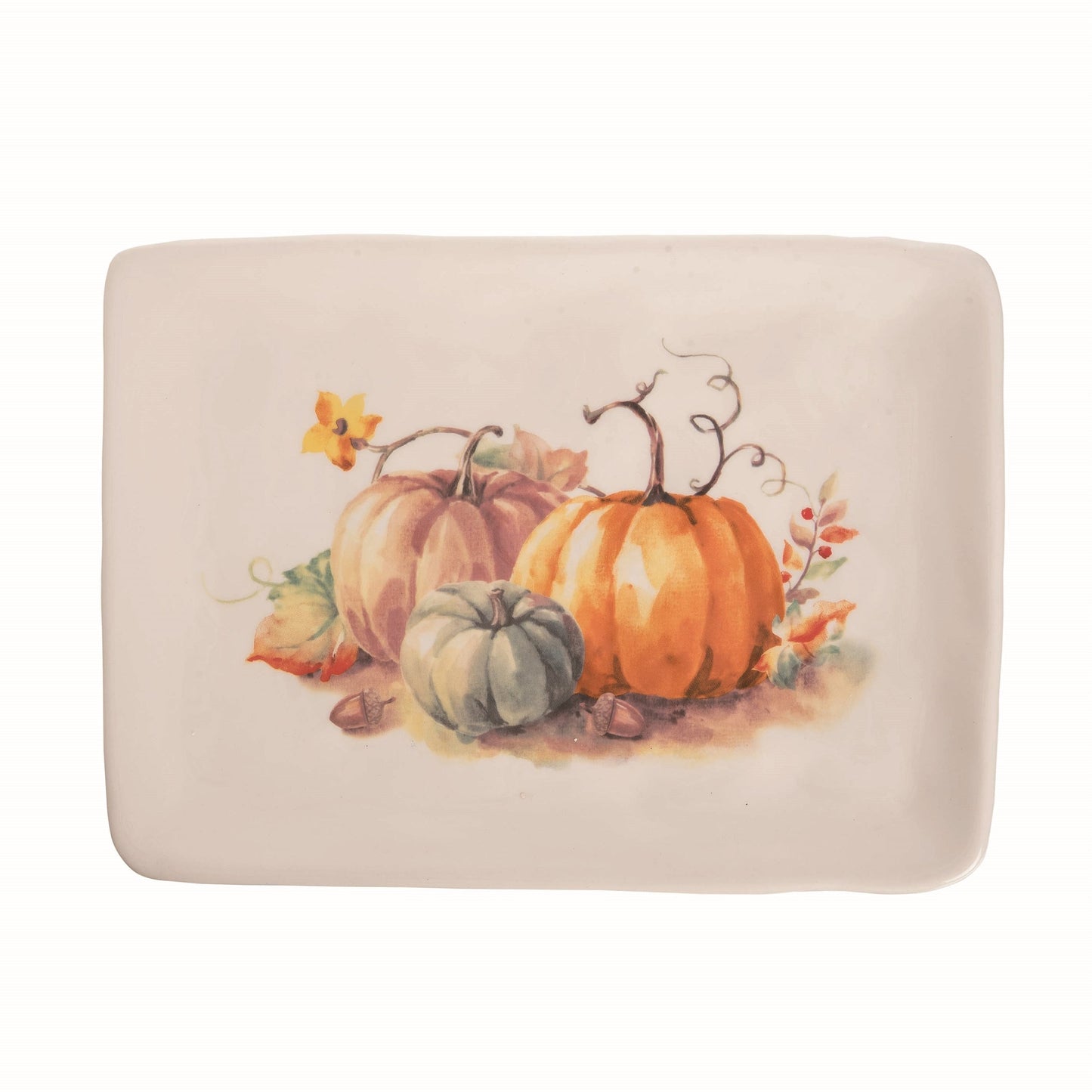 Plateau de citrouilles peintes