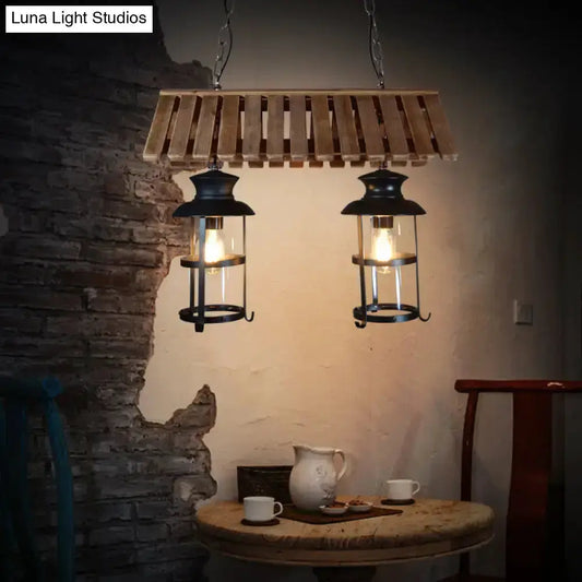 Vintage black island lamp with glass pendant, dual lantern fixtures Decorbites chandeliers on Tampa Home & Garden Store