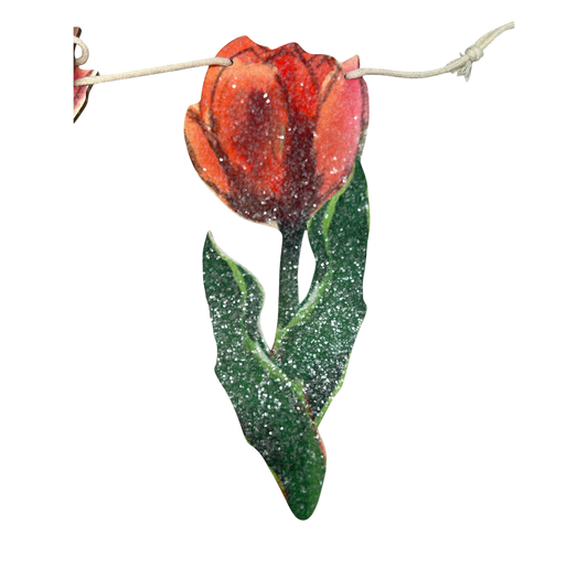 Wooden Tulip Garland - Red - Tampa Home & Garden Store