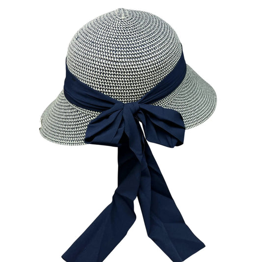 Mix Grain Straw Satin Ribbon Dome Derby Sun Hat - Blue - Tampa Home & Garden Store