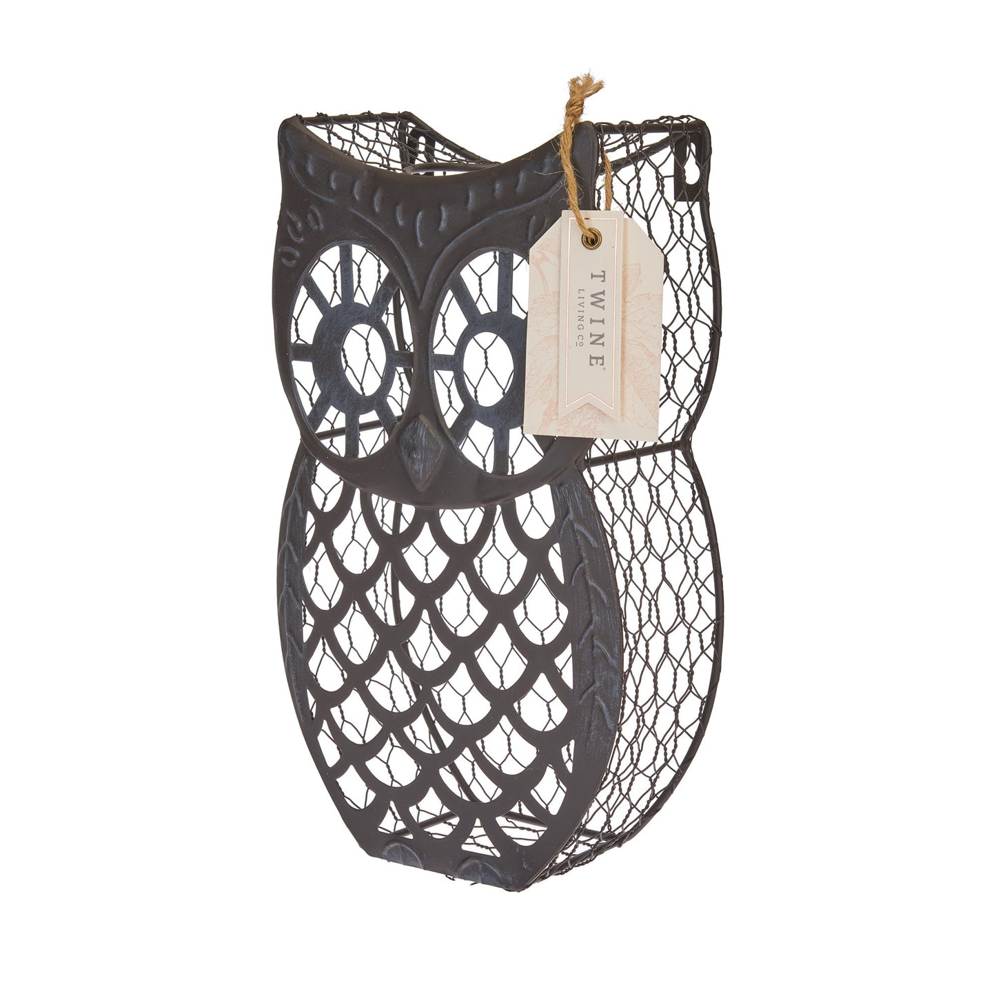 Weathered Metal Owl and Wine Cork Holder