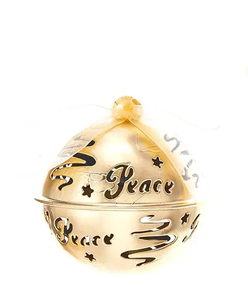 Gold metal hanging word bell ornaments with Joy Peace Noel by The Country Christmas Loft on Tampa Home & Garden Store
