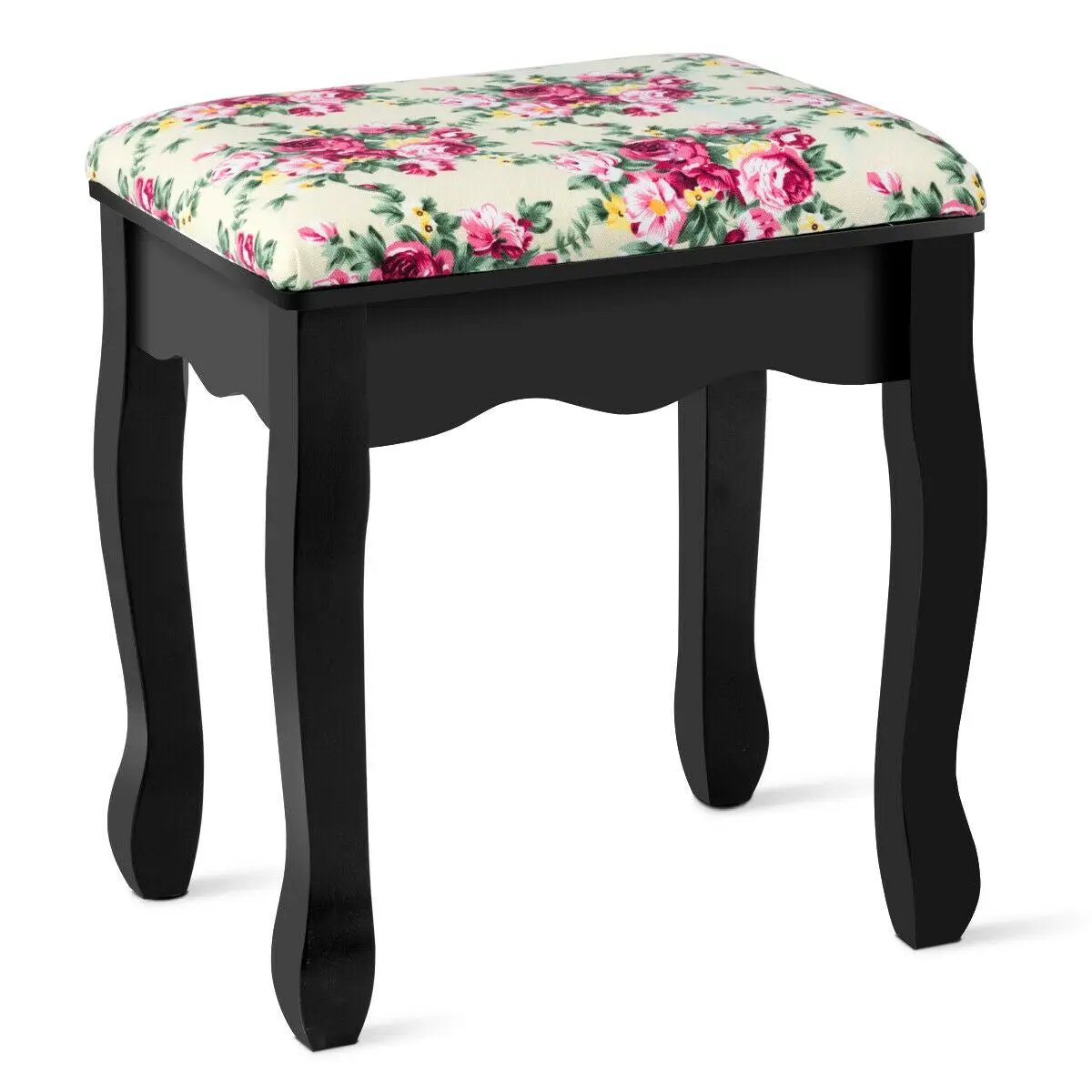 Makeup Vanity Table Set Girls Dressing Table with Drawers Oval Mirror-Black - Tampa Home & Garden Store
