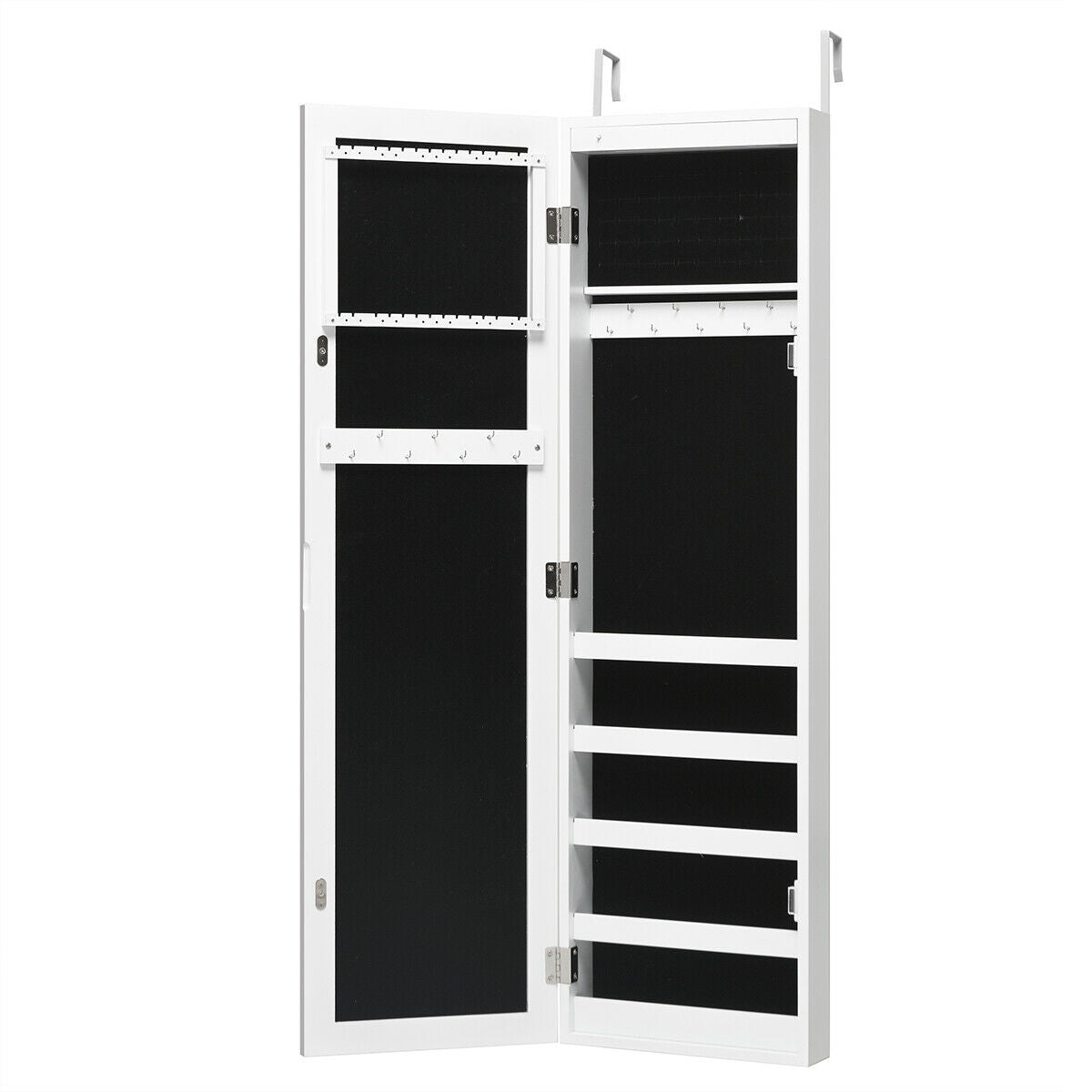 White wall-mounted jewelry cabinet with LED lighting, mirrors, hooks and shelves DirectDeals on Tampa Home & Garden Store