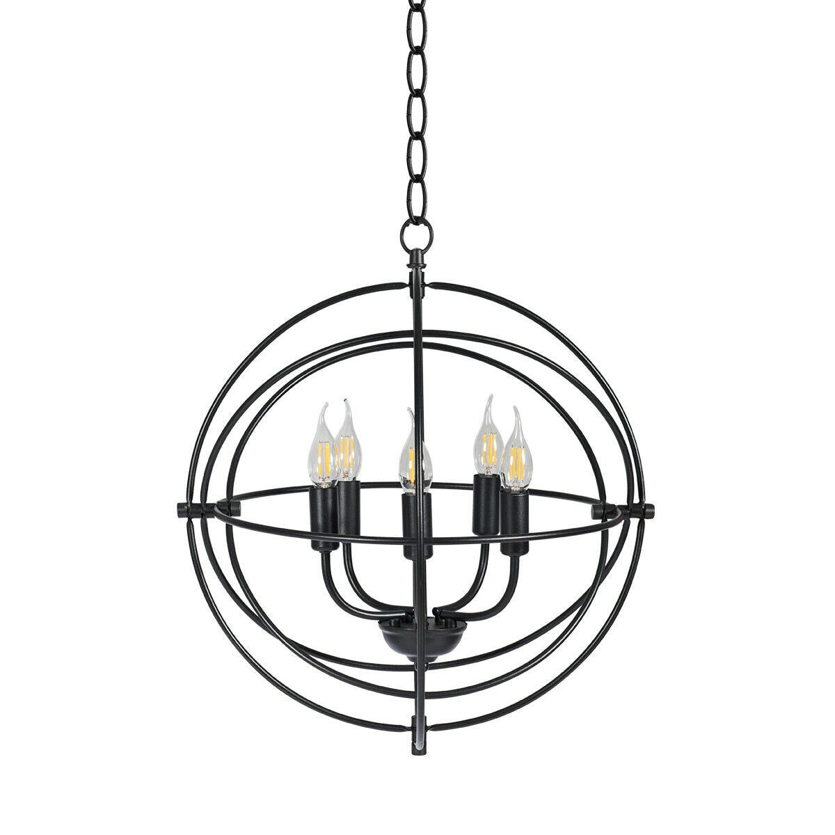 Candelabro metálico de 5 luces de 20 pulgadas con anillos entrelazados pivotantes