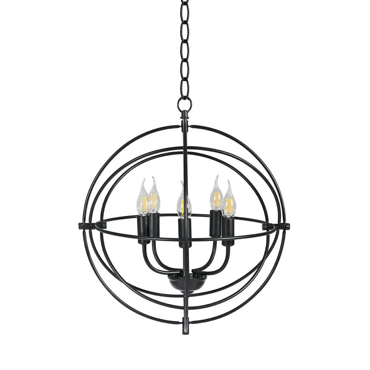 20 Inch 5 Lights Metal Chandelier with Pivoting Interlocking Rings - Tampa Home & Garden Store
