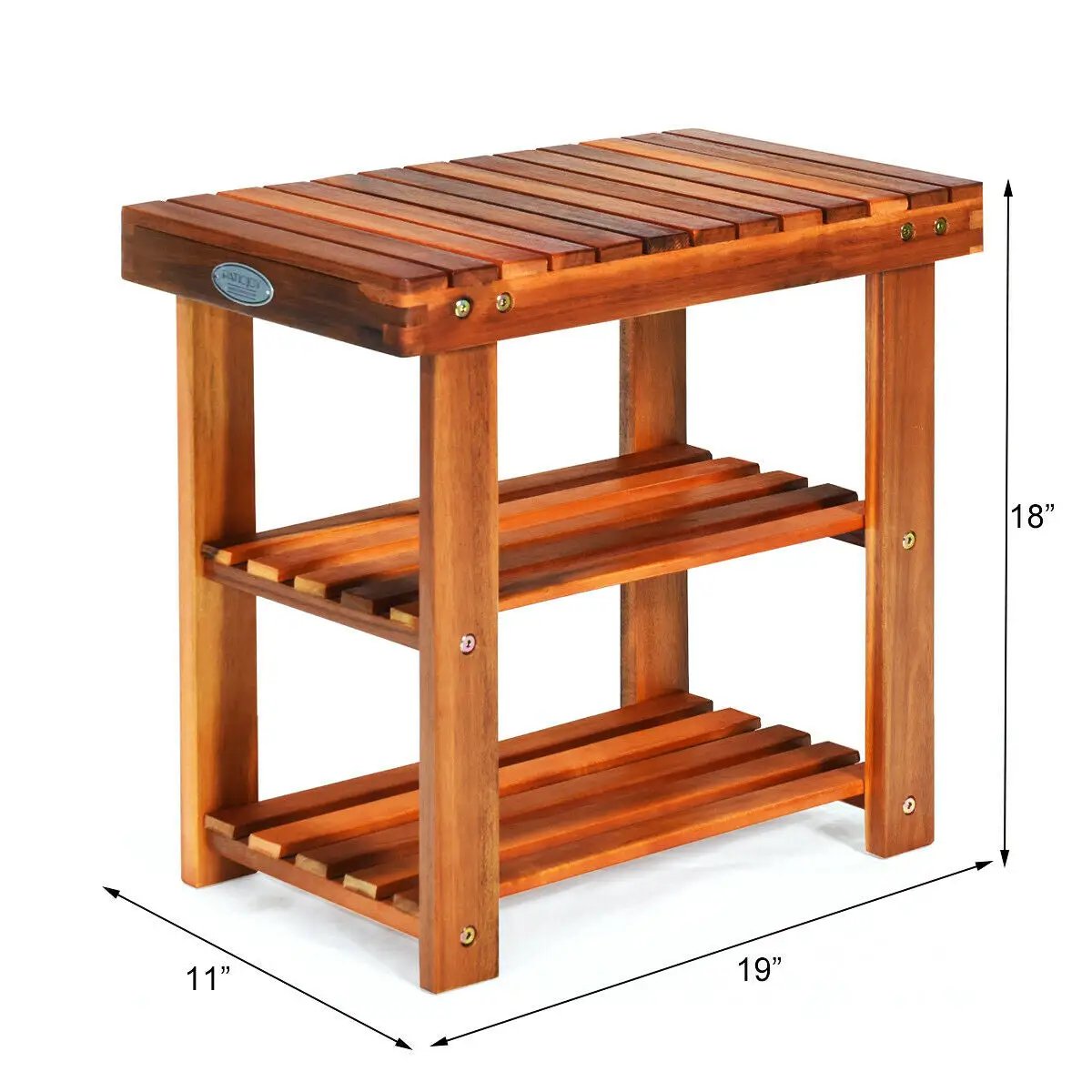 3-Tier Wood Shoe Rack 19' Shoe Bench Boots Organizer - Tampa Home & Garden Store