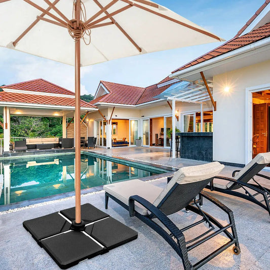 4 Pieces Square Fillable Patio Umbrella Base Set with Handle and Funnel - Tampa Home & Garden Store