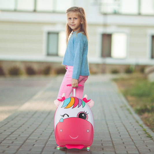 16 Inch Kids Rolling Luggage with 2 Flashing Wheels and Telescoping Handle - Tampa Home & Garden Store