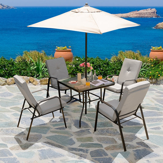 4 Patio Dining Stackable Chairs Set with High-Back Cushions - Tampa Home & Garden Store