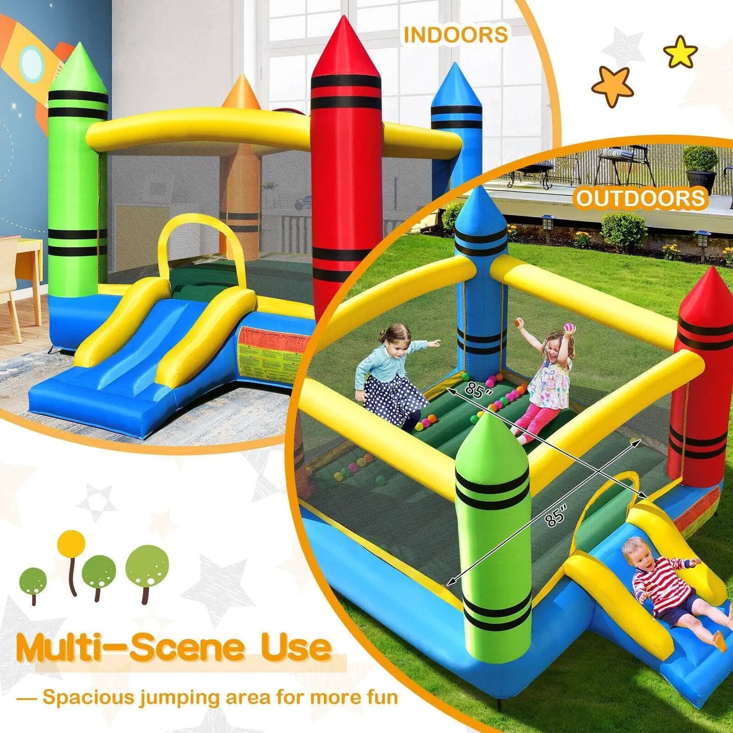 Kids Inflatable Bounce House with Slide by DirectDeals indoor outdoor bright primary colors on Tampa Home & Garden Store