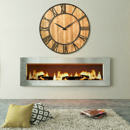 27 Inch Round Wall Clock Decorative Wooden Silent Clock with Battery - Tampa Home & Garden Store