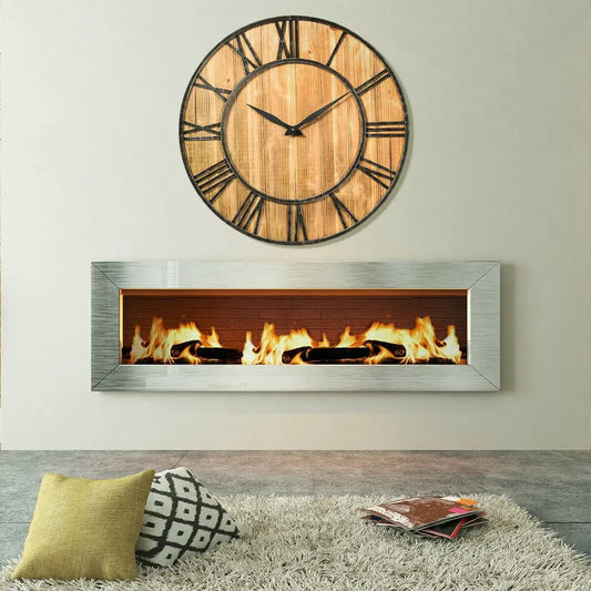 27 Inch Round Wall Clock Decorative Wooden Silent DirectDeals with wood face and Roman numerals on Tampa Home & Garden Store