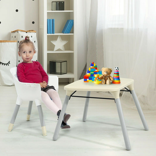 4-in-1 Baby Convertible Toddler Table Chair Set with PU Cushion - Tampa Home & Garden Store