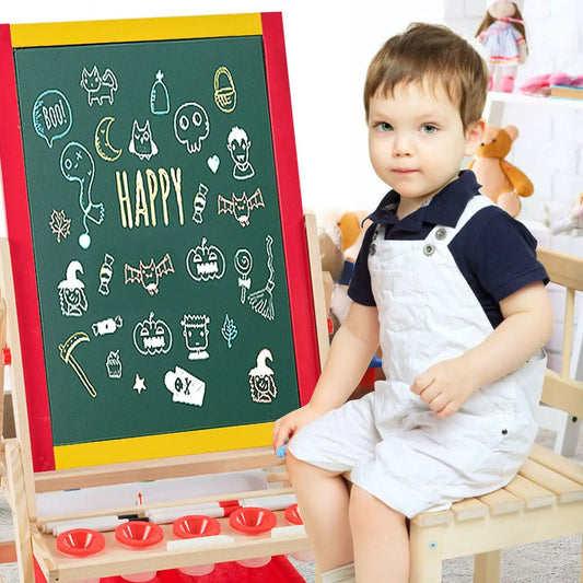 DirectDeals Flip Over Double Sided Kids Art Easel with green chalkboard, wooden frame on Tampa Home & Garden Store