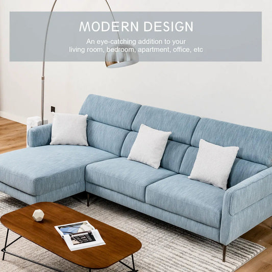 Blue 105-inch L-shaped sectional sofa with 3 adjustable headrests on Tampa Home & Garden Store