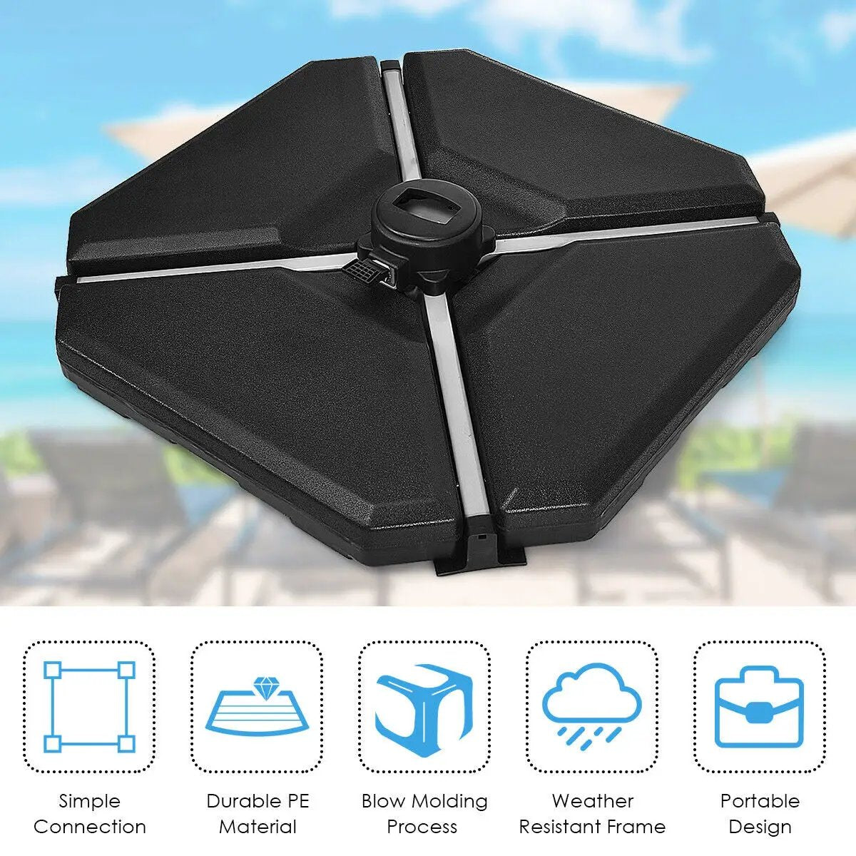 4 Pieces 195 lbs Patio Cantilever Offset Umbrella Base Weight Sand - Tampa Home & Garden Store