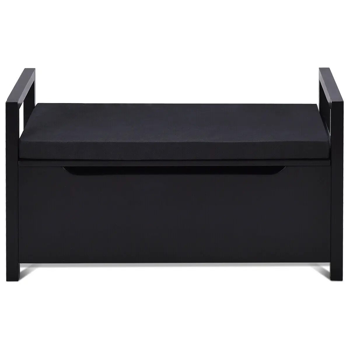 Shoe storage bench with cushion seat and front drawer in black by DirectDeals for entryway on Tampa Home & Garden Store