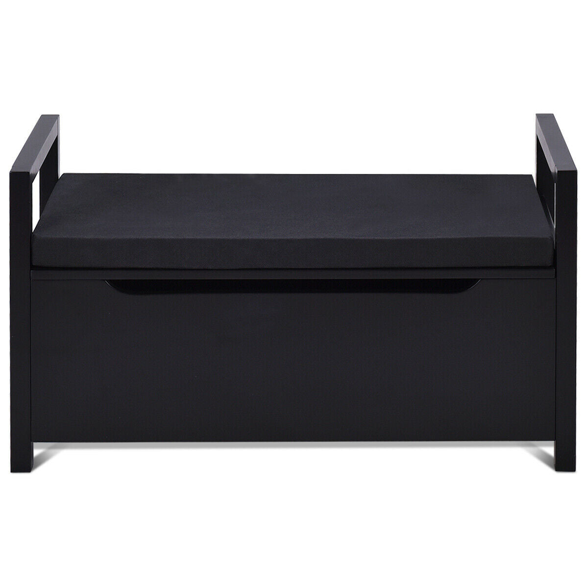 Banco zapatero de 34,5 × 15,5 × 19,5 pulgadas con asiento acolchado para recibidor - Negro
