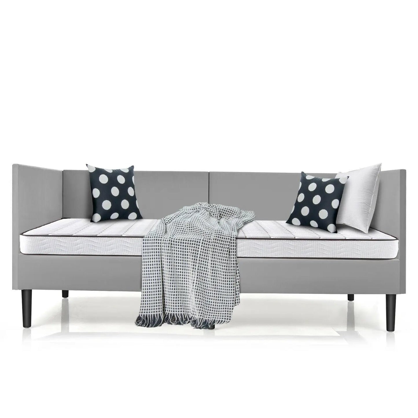 Twin Size Daybed Frame with Sturdy Wooden Slat Support-Gray - Tampa Home & Garden Store