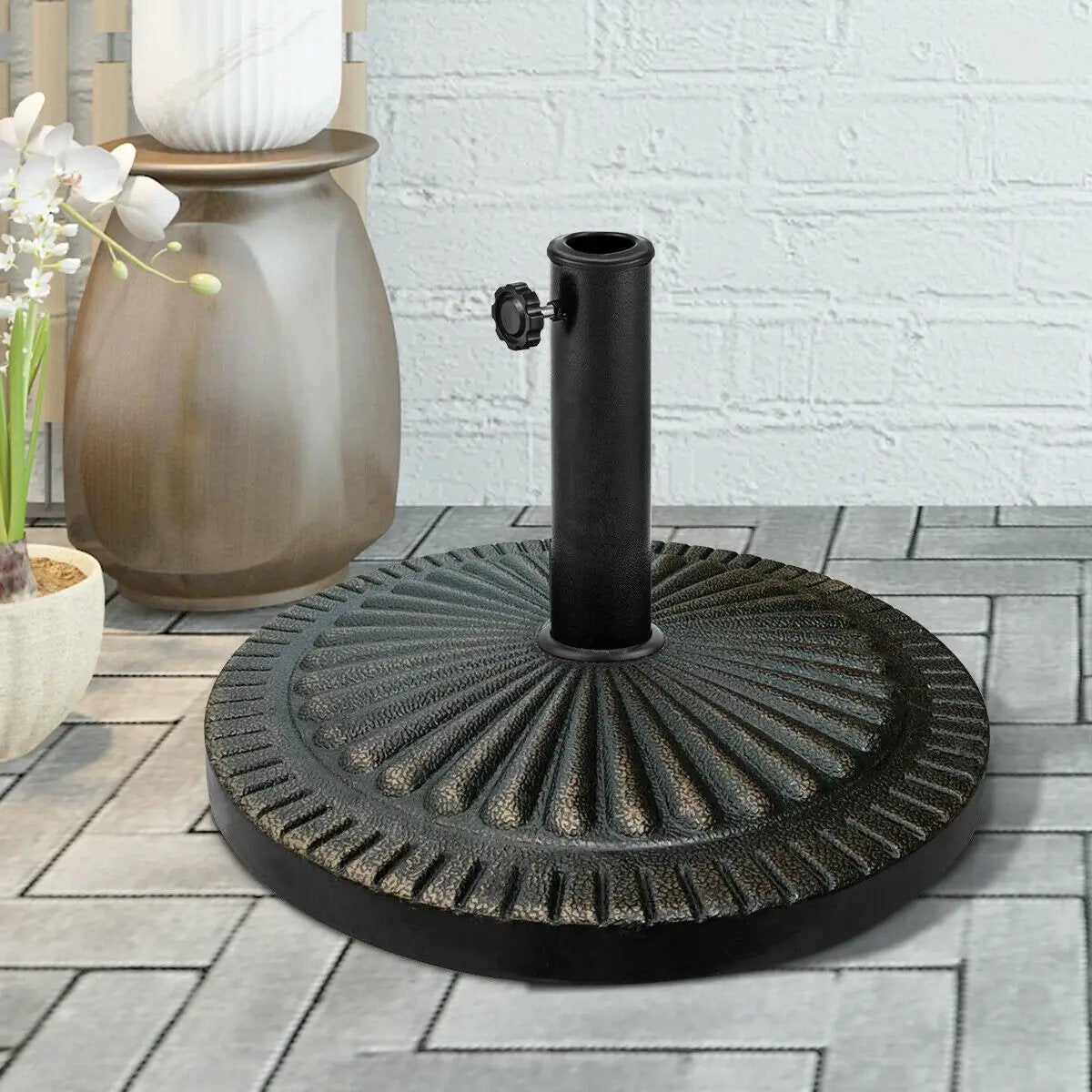 31.5 lbs Market Heavy-Duty Outdoor Stand Bronze Umbrella Base - Tampa Home & Garden Store