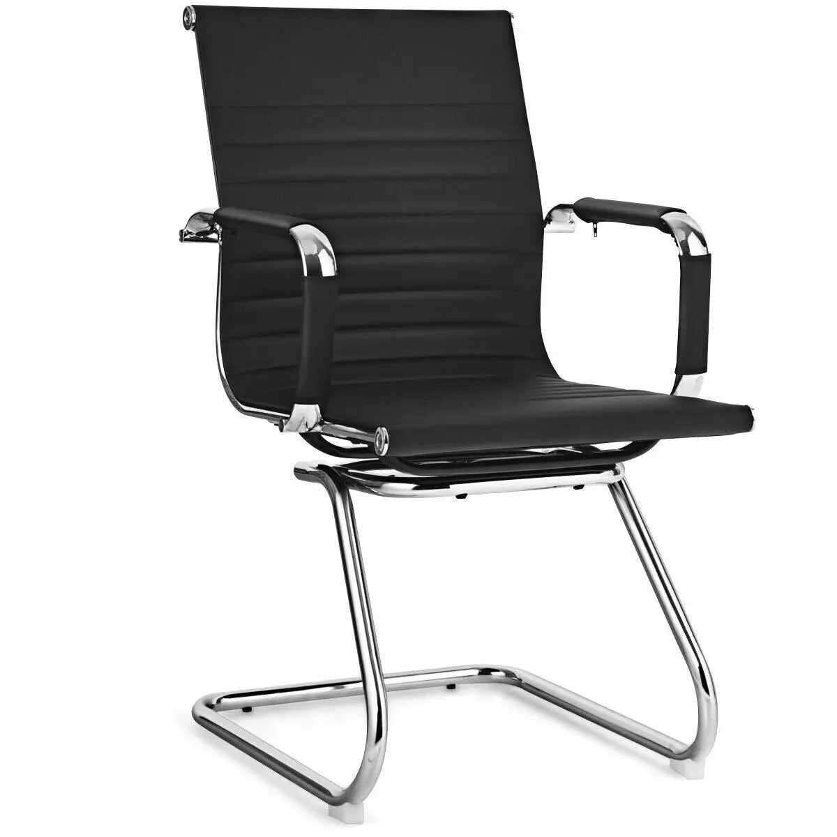 2-pack heavy duty conference chairs Black PU leather with chrome cantilever frame DirectDeals on Tampa Home & Garden Store