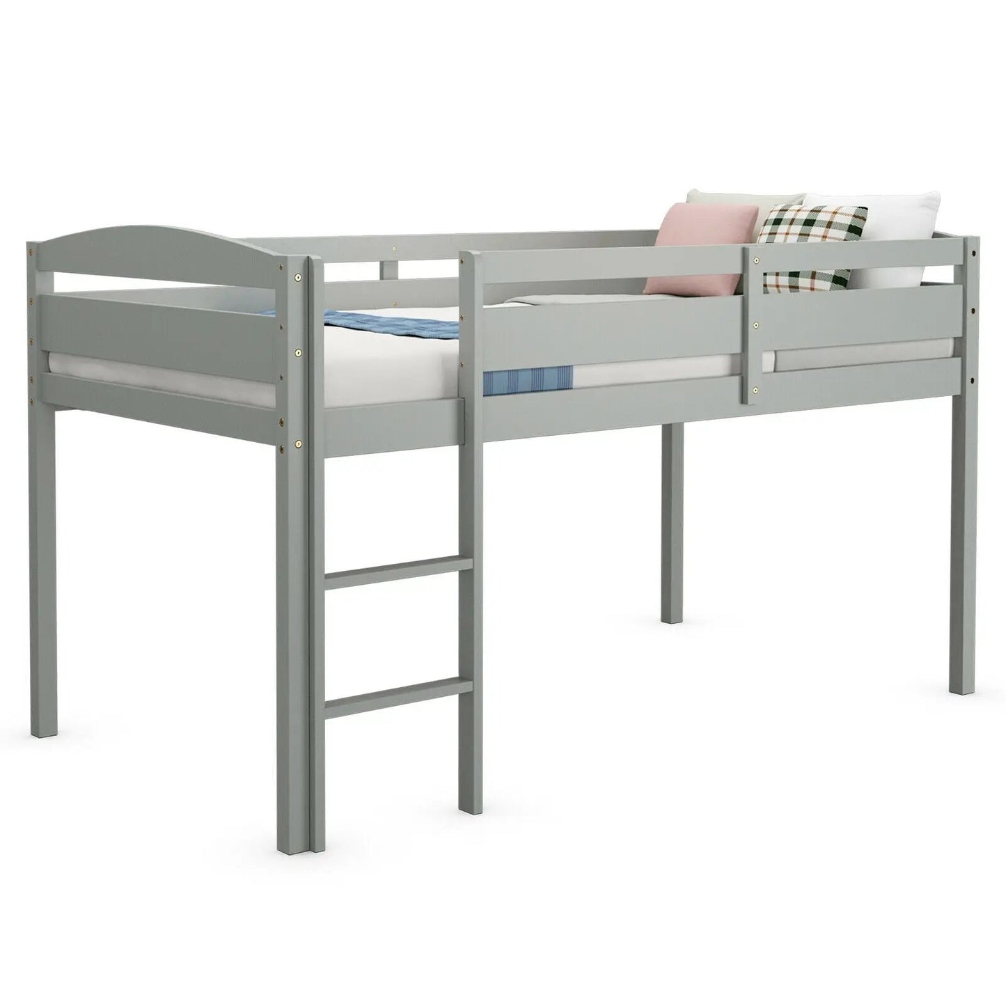 Wooden twin loft bunk bed with guard rails gray finish DirectDeals on Tampa Home & Garden Store