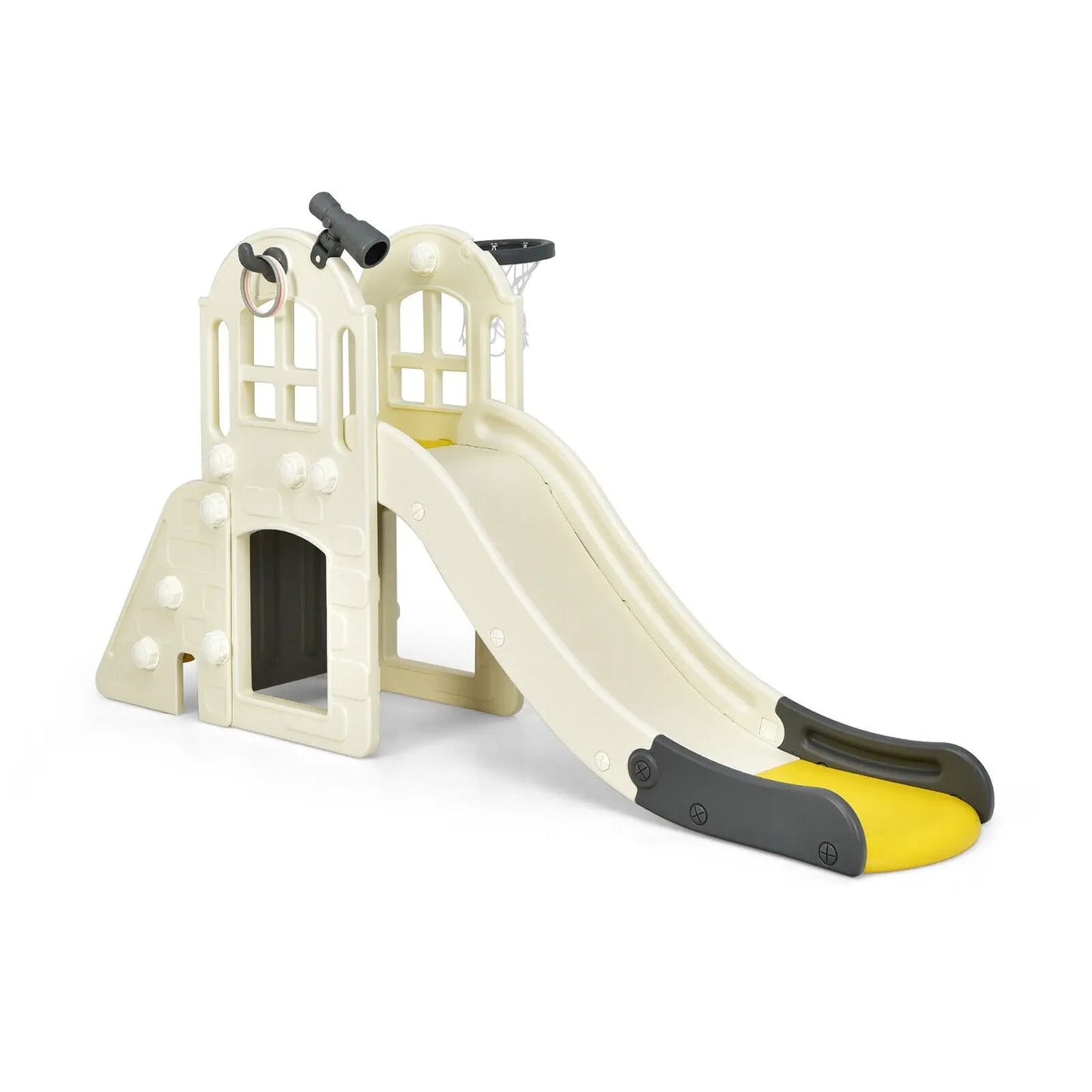 6-In-1 Large Slide for Kids Toddler Climber Slide Playset with Basketball Hoop-Blue - Tampa Home & Garden Store