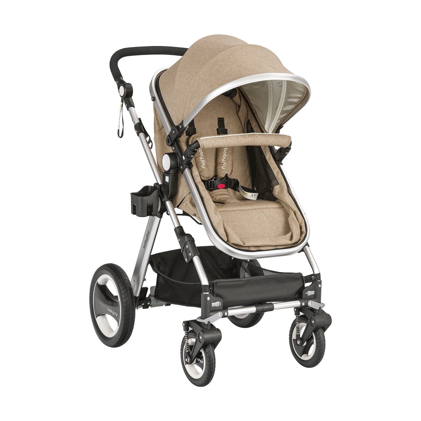 Folding Aluminum baby stroller with beige fabric and diaper bag DirectDeals jogging stroller on Tampa Home & Garden Store