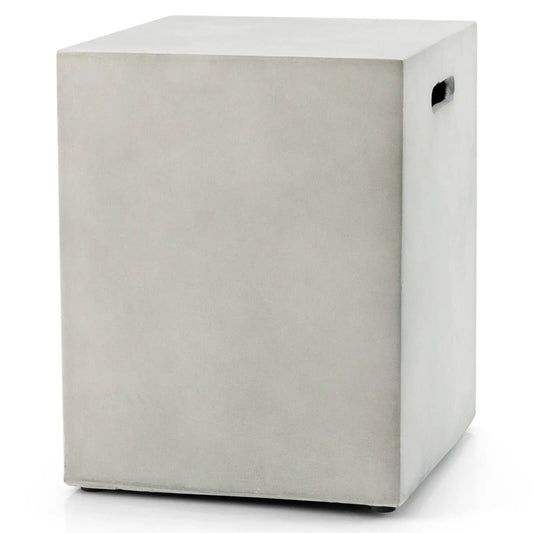 Propane tank hideaway table for 20 lb tank, gray metal enclosure with side opening on Tampa Home & Garden Store