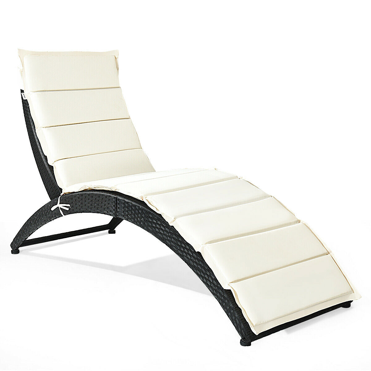 Tumbona plegable de mimbre para patio con cojín - Rojo