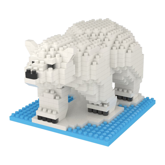 Mini Building Blocks Polar Bear set white on blue baseplate brand The Country Christmas Loft on Tampa Home & Garden Store