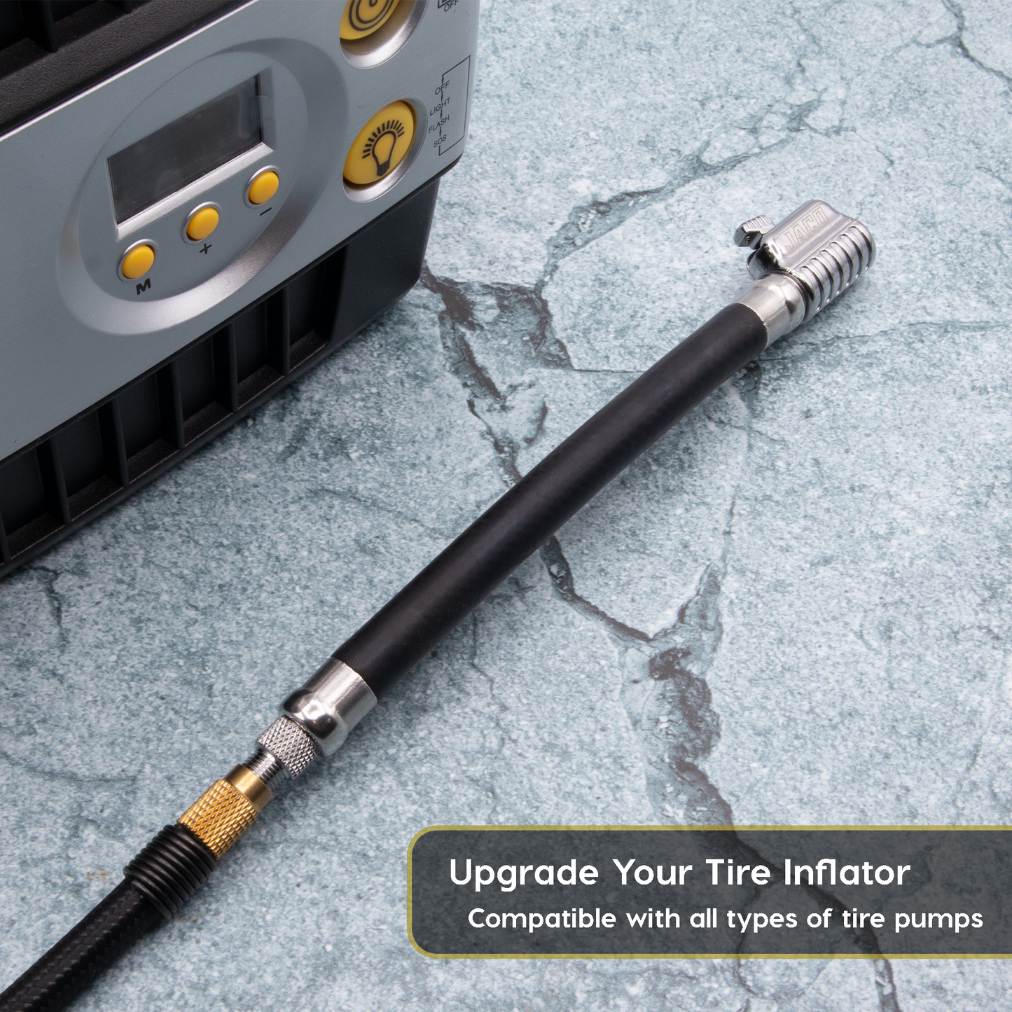 Boquilla autoblocante para extensión de manguera de inflado de neumáticos Lightning S2X | Adaptador de manguera de aire patentado para infladores de neumáticos (flujo abierto)