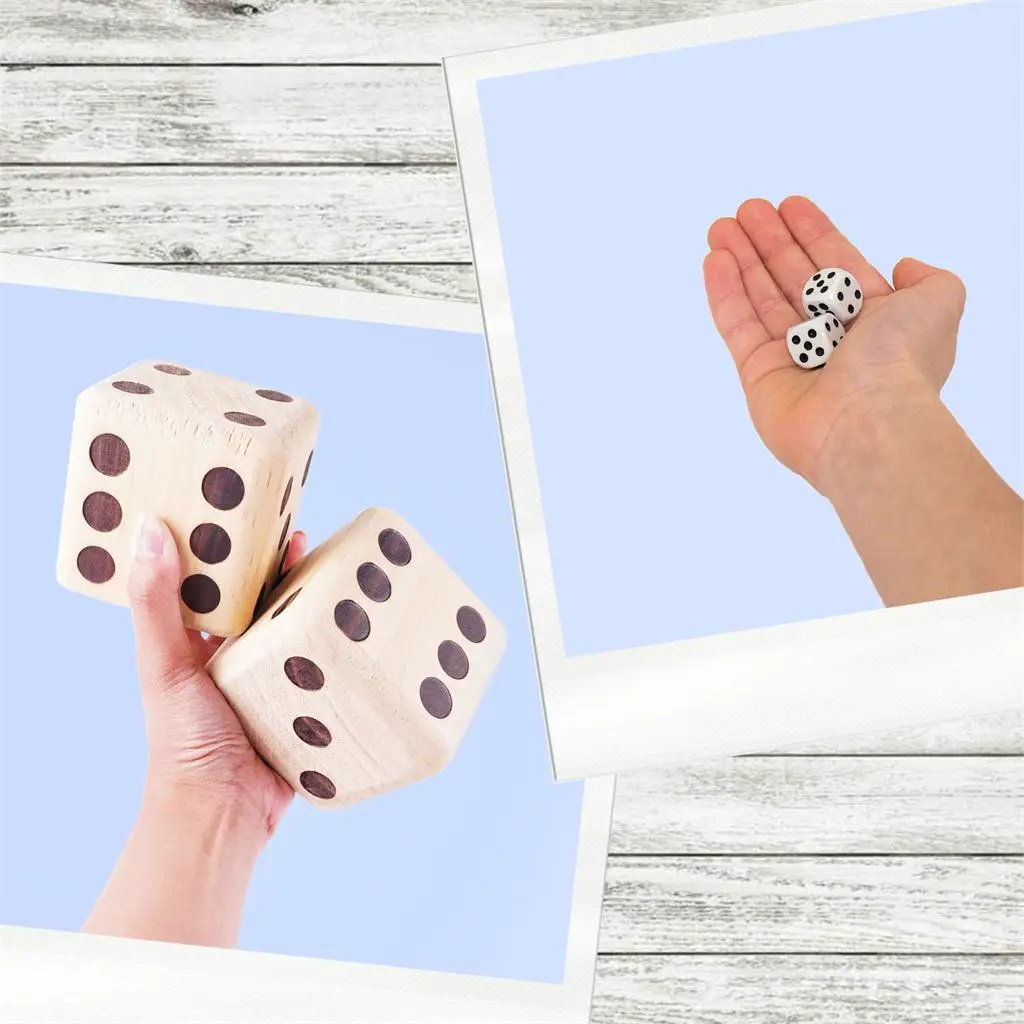 Giant natural wooden dice set with dark pips for indoor outdoor play by Country Christmas Loft on Tampa Home & Garden Store